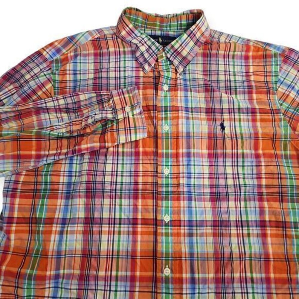 Ralph Lauren 100% Cotton Slim Fit XXL 2XL Long Sleeve‎ Multi-Colored Shirt